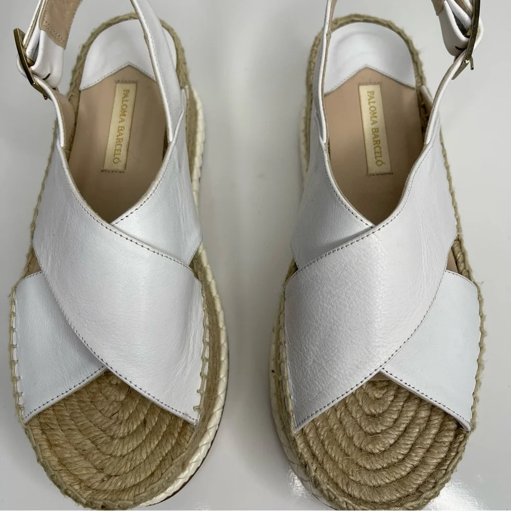 PALOMA BARCELO Loubularia Espadrille Flatforms White Size 40 Revolve